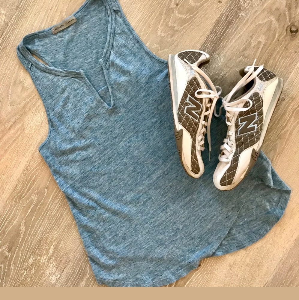 Athleta blue 100% linen fitness tank xs